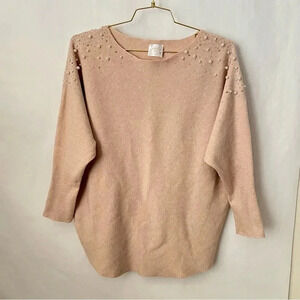 Siren Lily Maternity Jewel Sweater Plus Size 1X Cream Batwing Sleeve